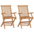 Garden Chairs with Grey Cushions 2 pcs Solid Teak Wood