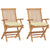 Garden Chairs with Cream White Cushions 2 pcs Solid Teak Wood