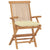 Garden Chairs with Cream White Cushions 2 pcs Solid Teak Wood