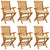 Garden Chairs with Cream White Cushions 6 pcs Solid Teak Wood