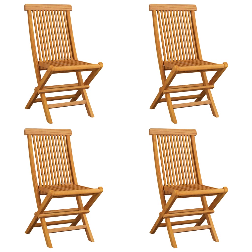 Garden Chairs with Cream White Cushions 4 pcs Solid Teak Wood