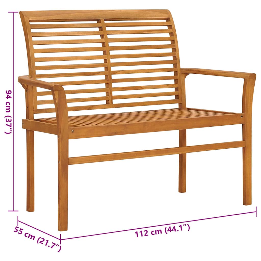 Garden Bench with Anthracite Cushion 112 cm Solid Teak Wood