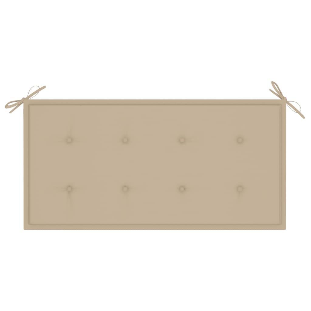 Garden Bench with Beige Cushion 112 cm Solid Teak Wood