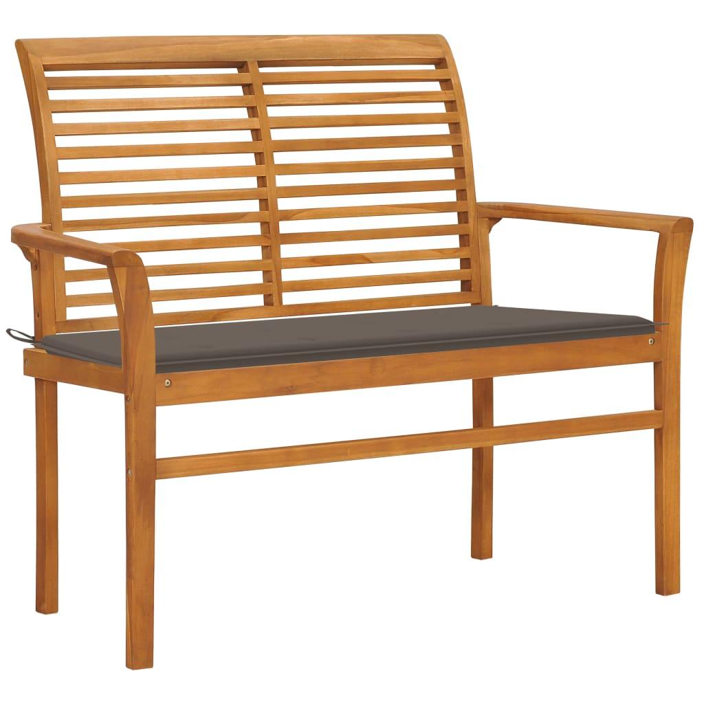 Garden Bench with Taupe Cushion 112 cm Solid Teak Wood