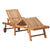 Sun Lounger with Blue Cushion Solid Teak Wood