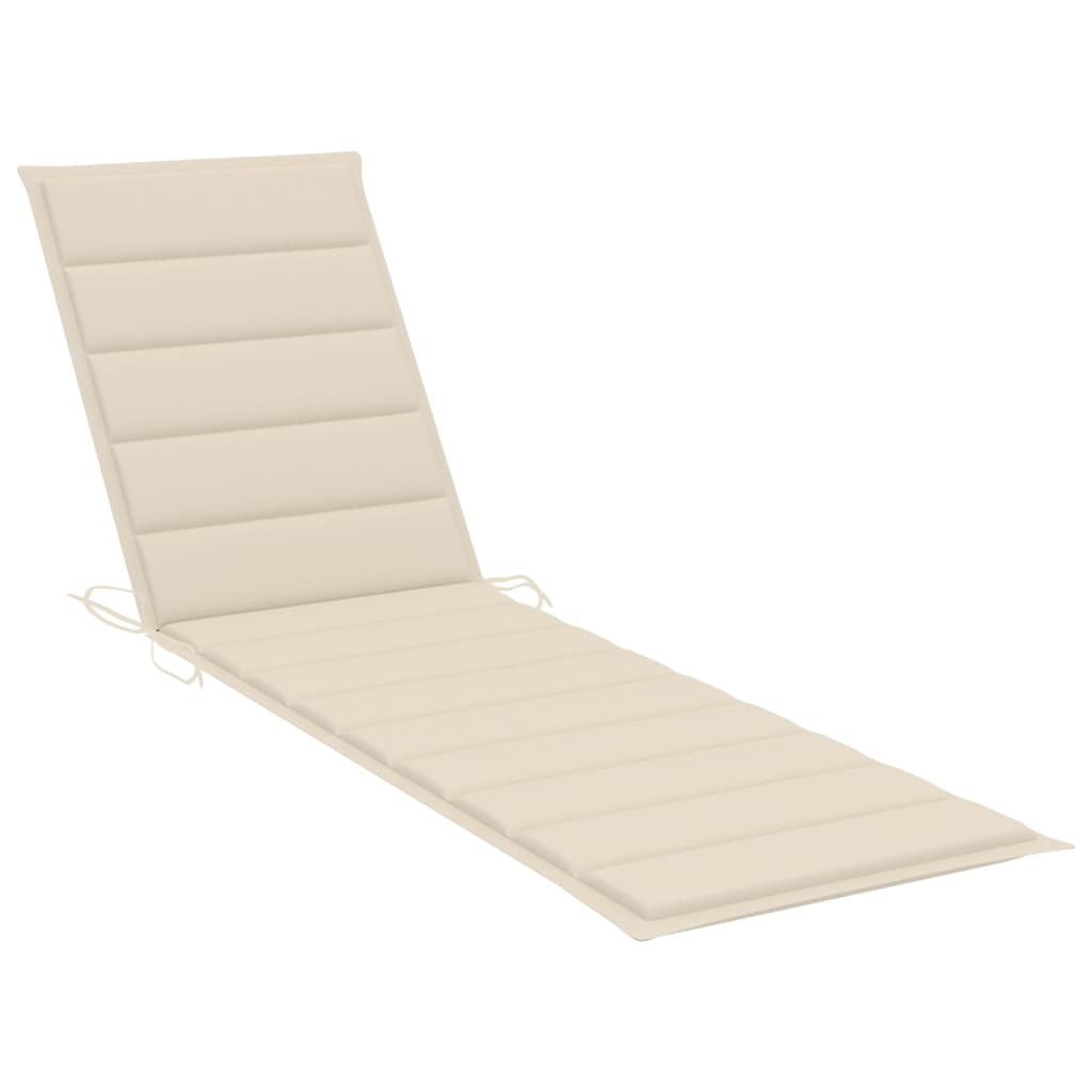 Sun Lounger with Table and Cushion Solid Teak Wood