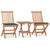 3 Piece Folding Outdoor Dining Set with Cushion Solid Wood Teak