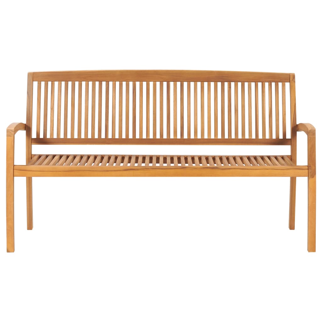 Stacking Garden Bench with Cushion 159 cm Solid Teak Wood