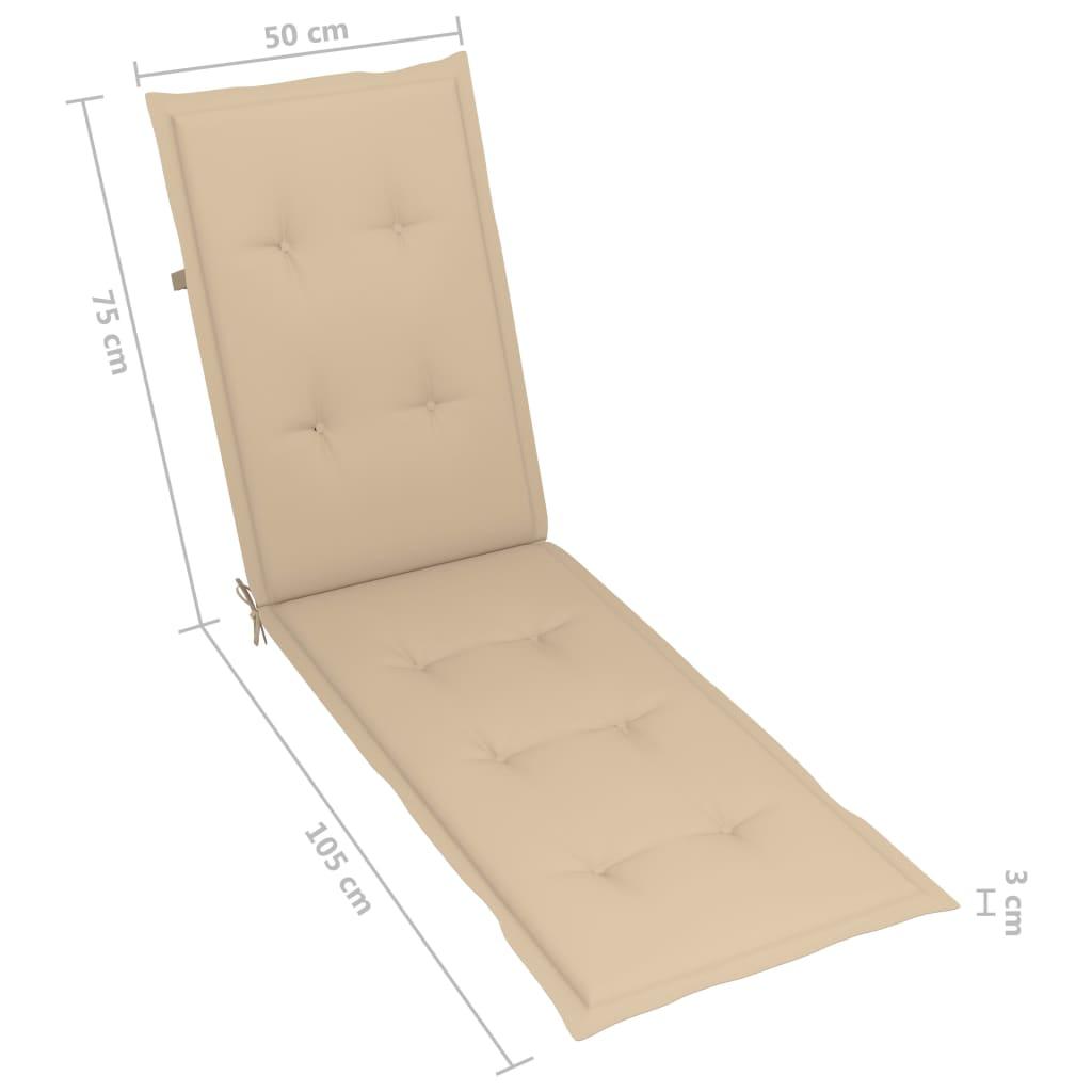 Outdoor Deck Chair with Footrest and Cushion Solid Acacia Wood