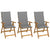 Folding Garden Chairs 3 pcs with Cushions Solid Acacia Wood