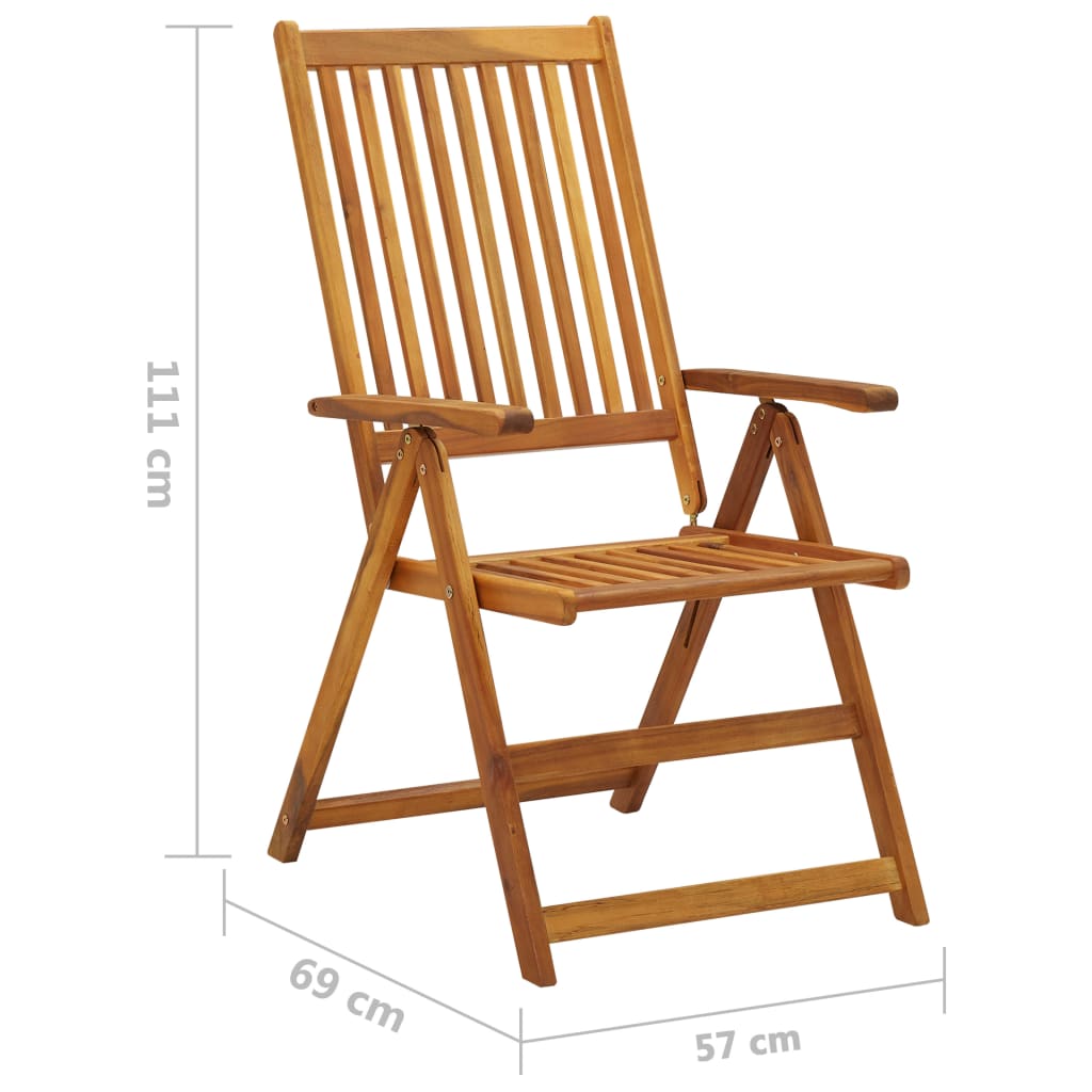 Folding Garden Chairs 3 pcs with Cushions Solid Acacia Wood