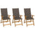 Folding Garden Chairs 3 pcs with Cushions Solid Acacia Wood