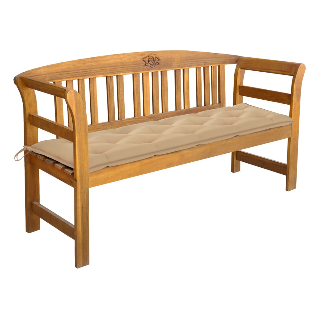 Garden Bench with Cushion 157 cm Solid Acacia Wood