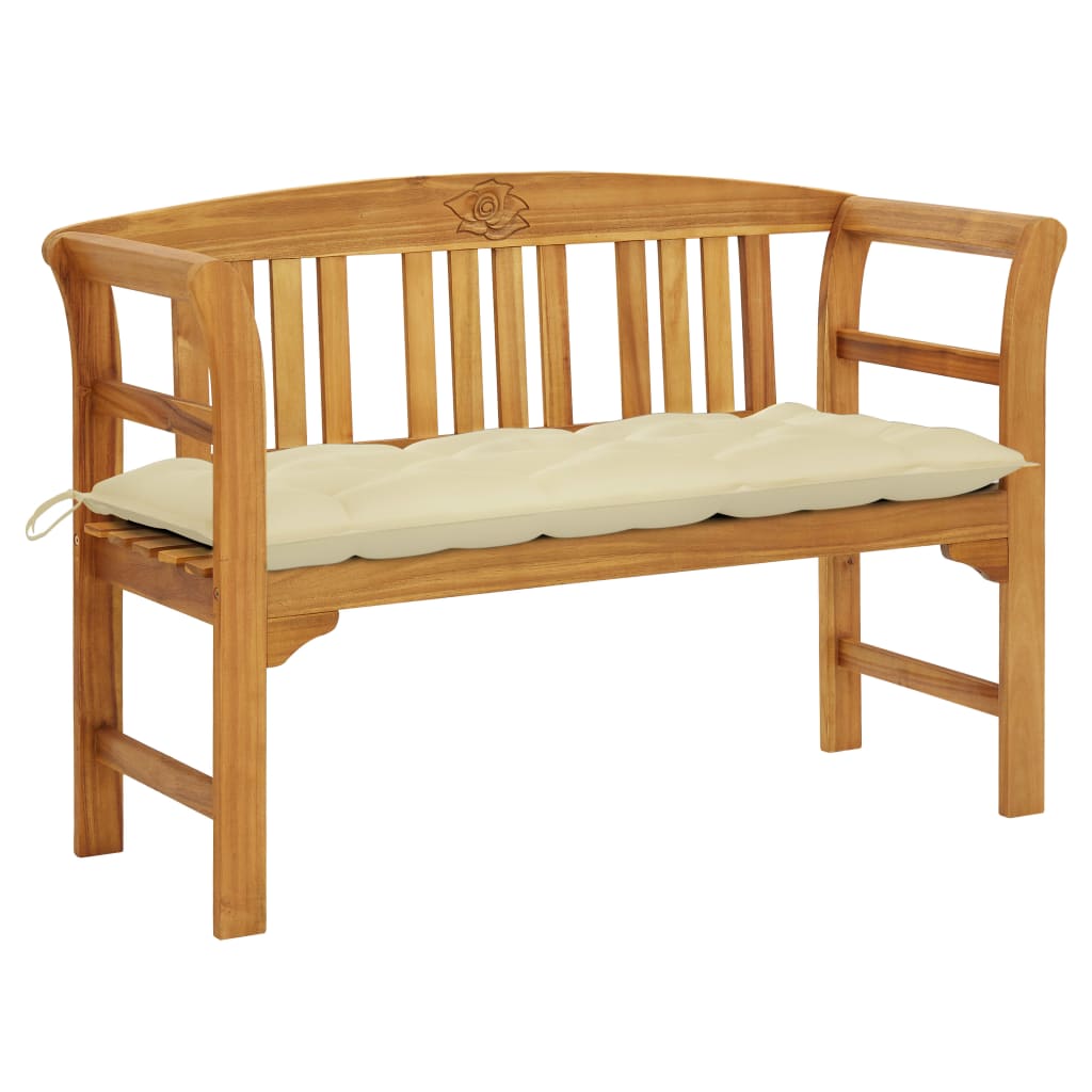 Garden Bench with Cushion 120 cm Solid Acacia Wood