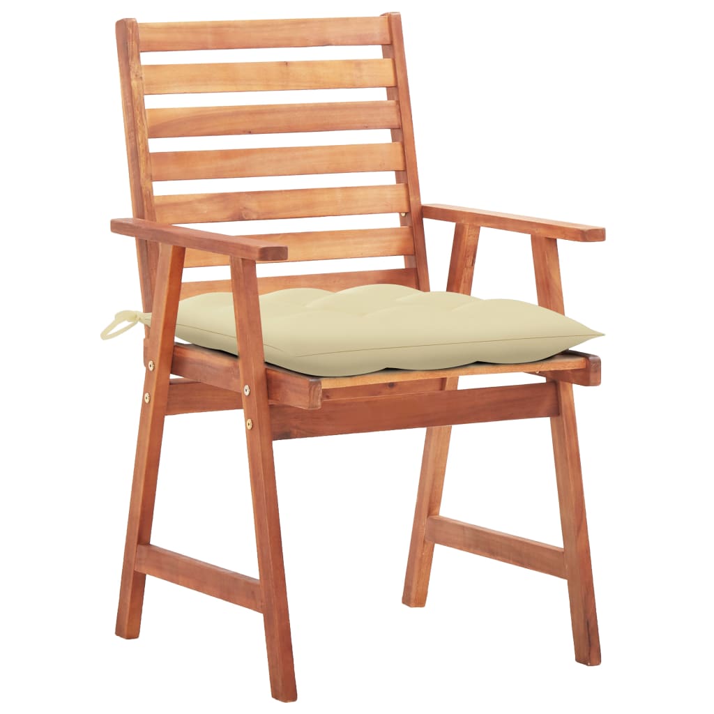 Outdoor Dining Chairs 2 pcs with Cushions Solid Acacia Wood