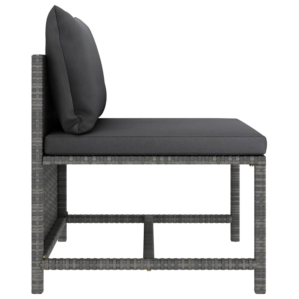 9 Piece Garden Lounge Set with Cushions Poly Rattan Grey