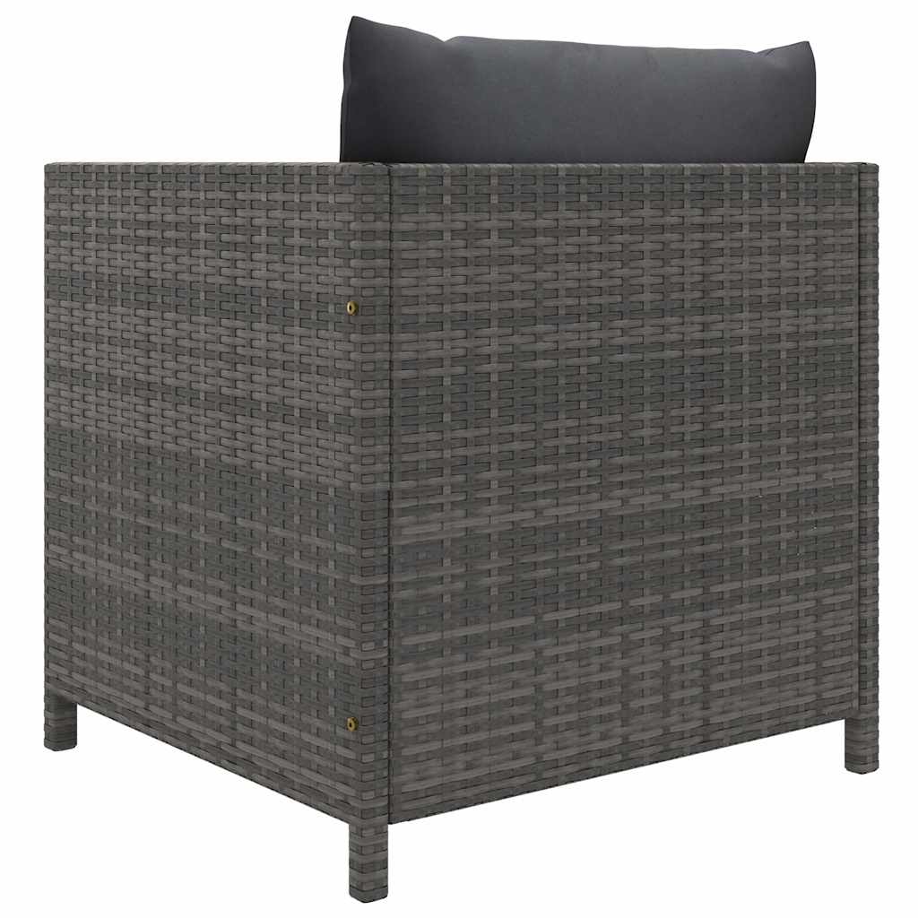 8 Piece Garden Lounge Set with Cushions Poly Rattan Grey