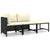 3 Piece Garden Lounge Set with Cushions Poly Rattan Black