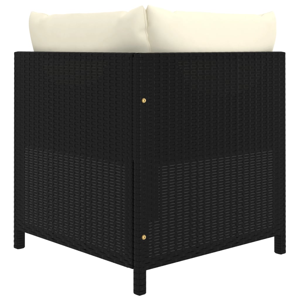 3 Piece Garden Lounge Set with Cushions Poly Rattan Black