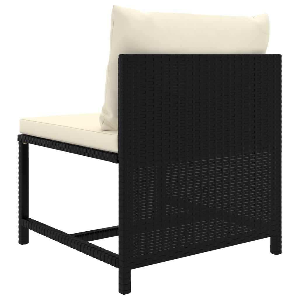3 Piece Garden Lounge Set with Cushions Poly Rattan Black