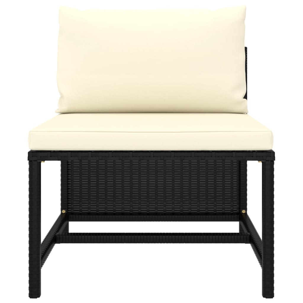 9 Piece Garden Lounge Set with Cushions Poly Rattan Black
