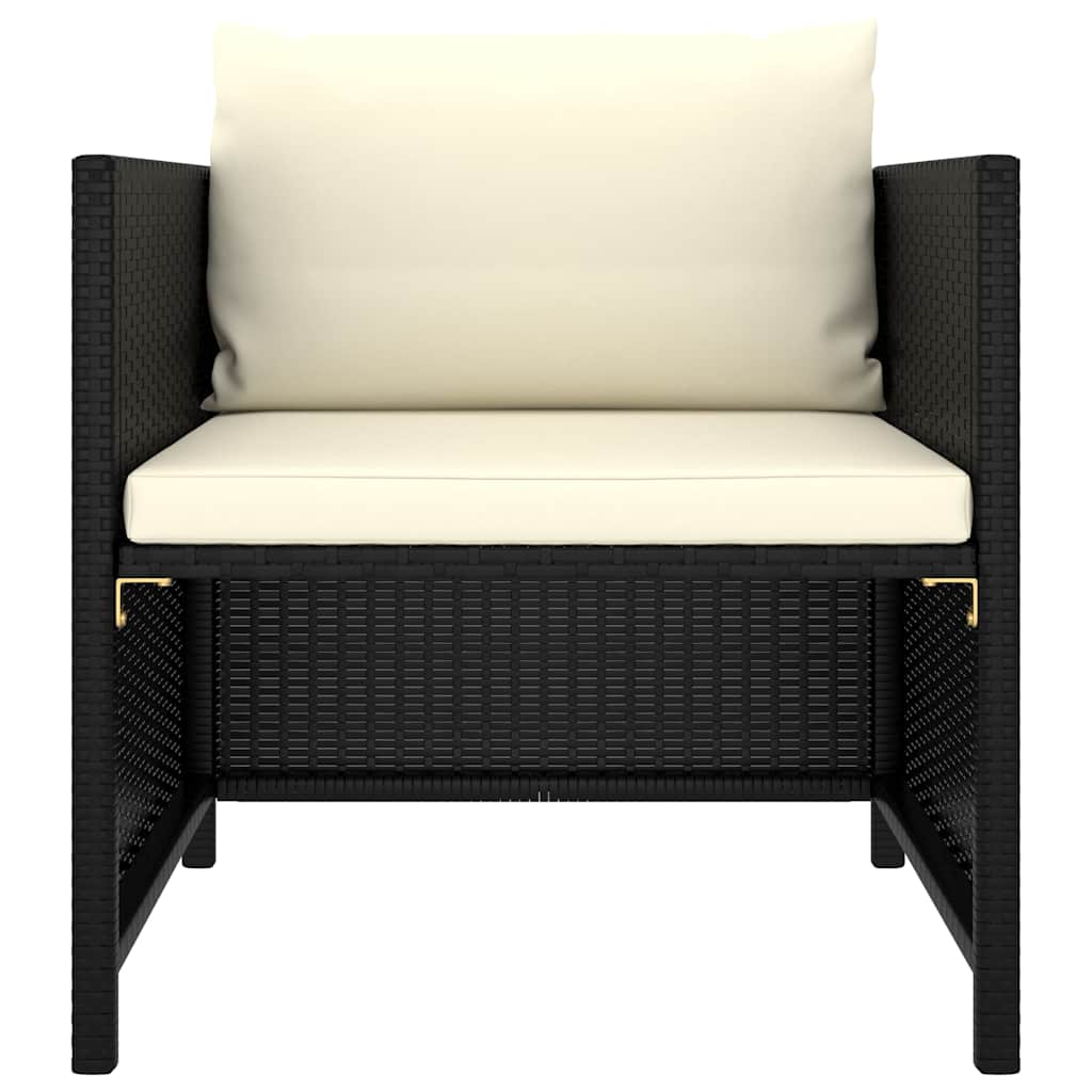 8 Piece Garden Lounge Set with Cushions Poly Rattan Black