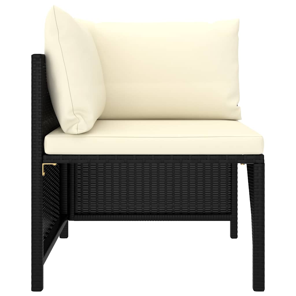 10 Piece Garden Lounge Set with Cushions Poly Rattan Black