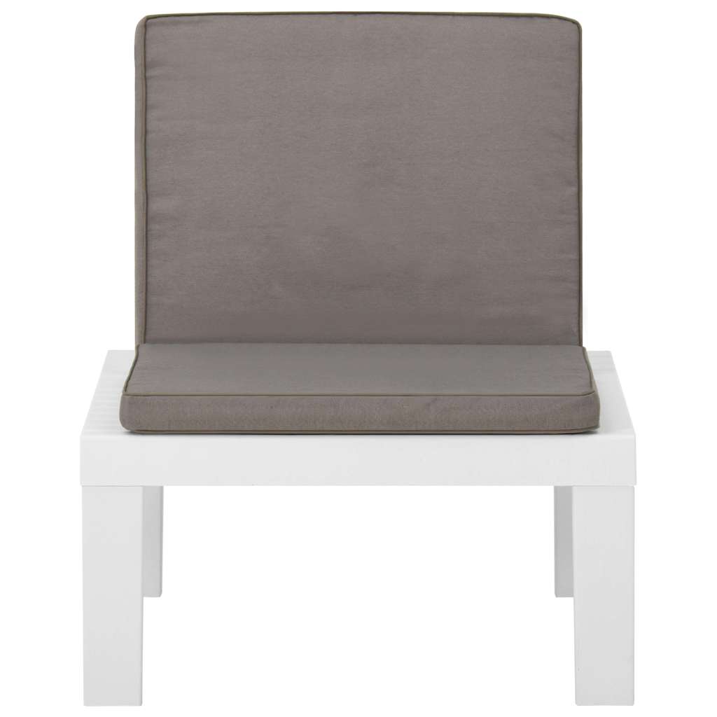 4 Piece Garden Lounge Set with Cushions Plastic White