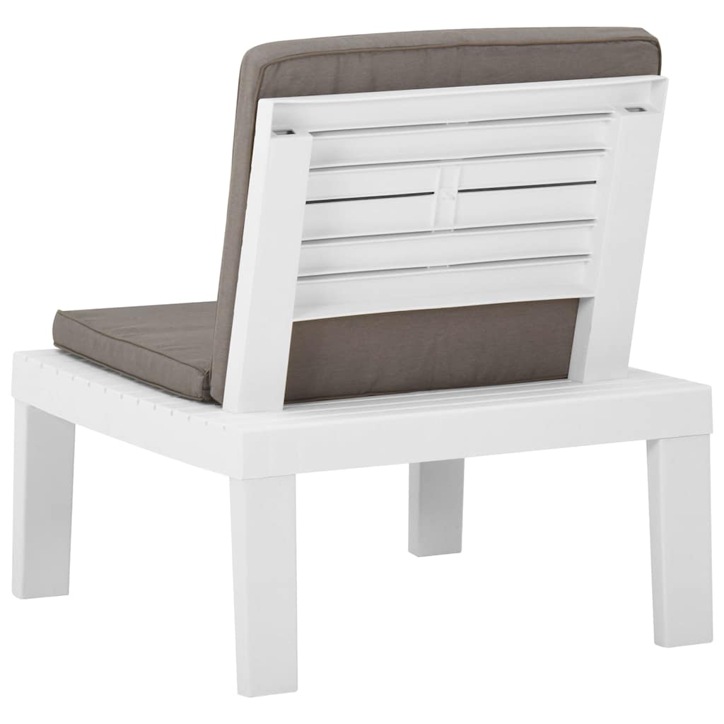 4 Piece Garden Lounge Set with Cushions Plastic White