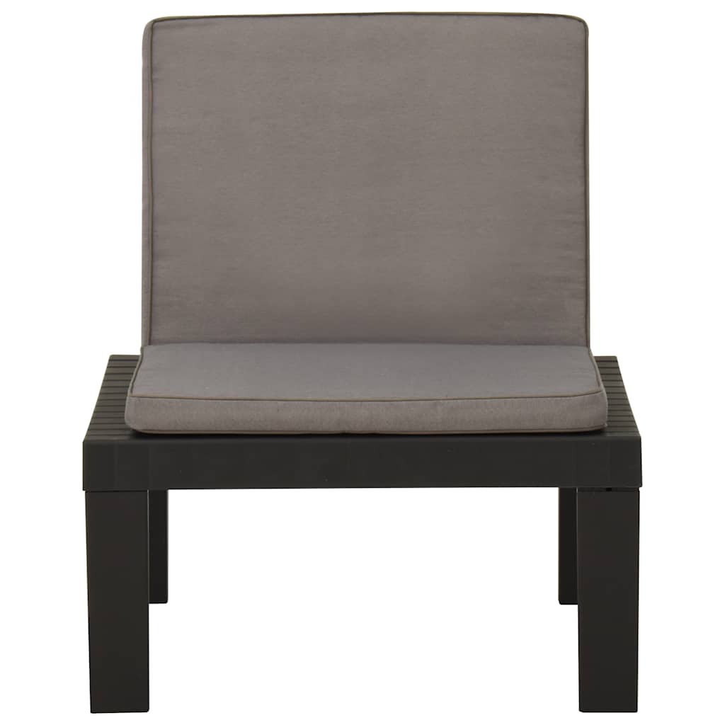 4 Piece Garden Lounge Set with Cushions Plastic Grey