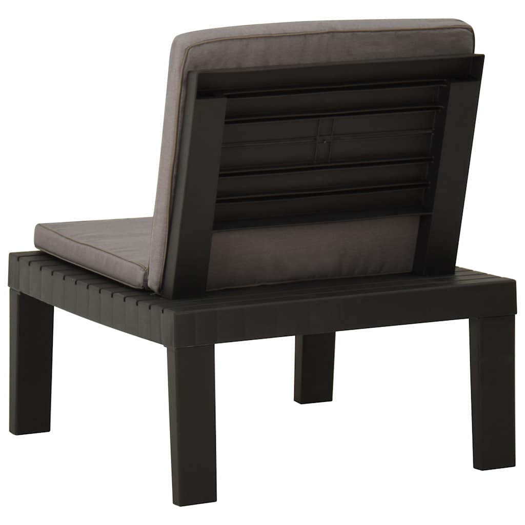 4 Piece Garden Lounge Set with Cushions Plastic Grey