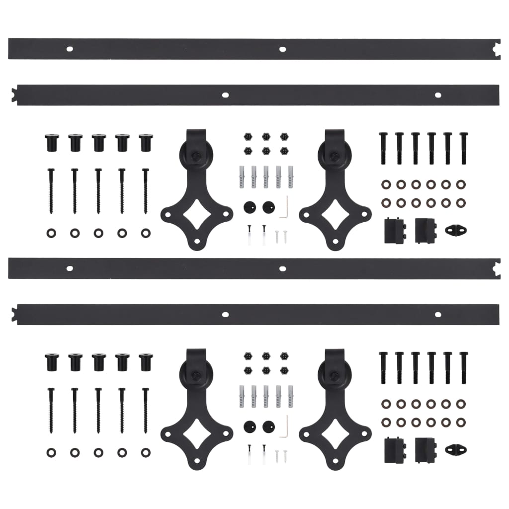 Sliding Door Hardware Kits 2 pcs 183 cm Steel Black