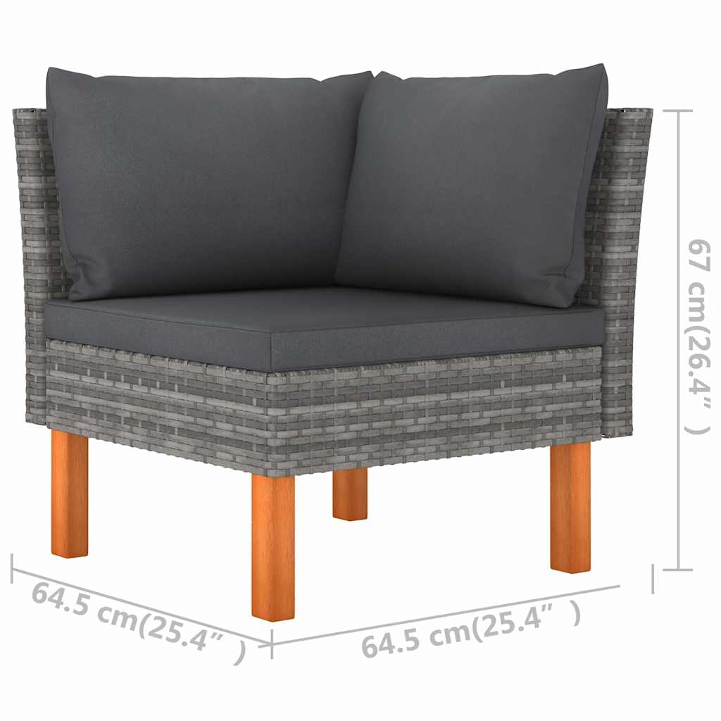 3-Seater Garden Sofa with Cushions Grey Poly Rattan