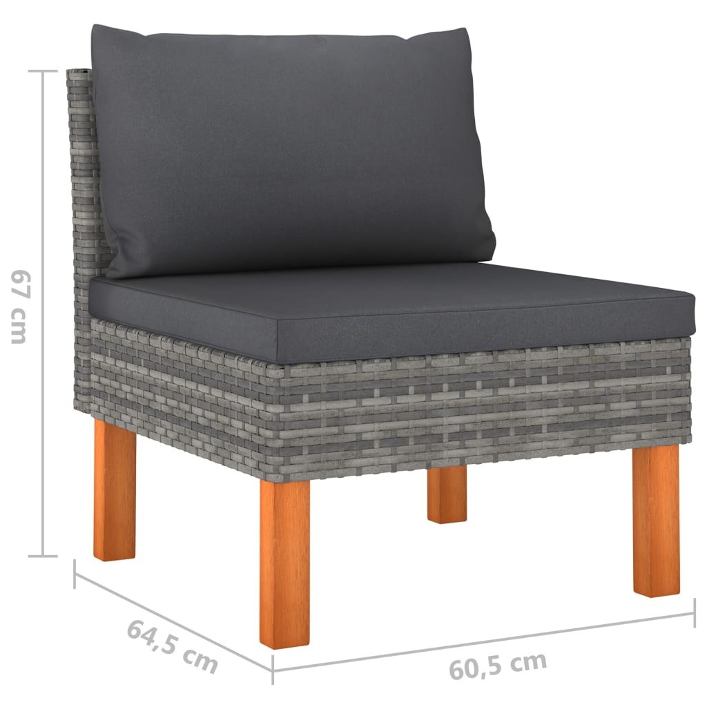 4-Seater Garden Sofa with Cushions Grey Poly Rattan