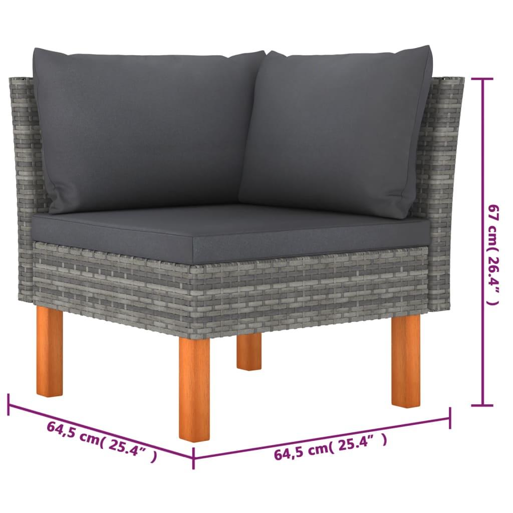 6 Piece Garden Lounge Set with Cushions Poly Rattan Grey