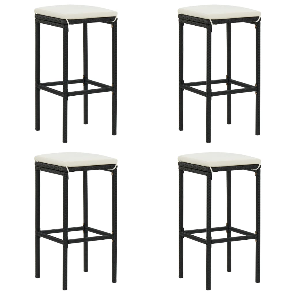5 Piece Garden Bar Set with Cushions Poly Rattan Black