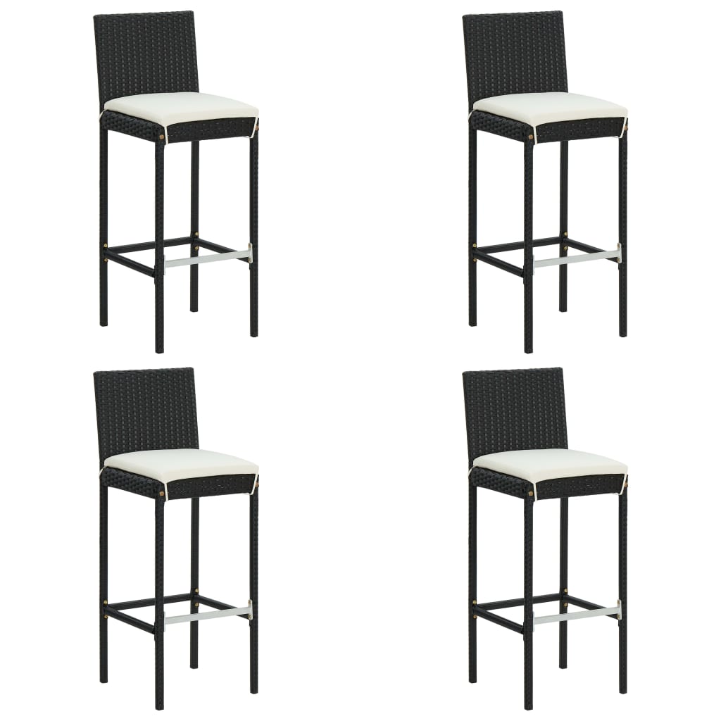 5 Piece Garden Bar Set with Cushions Poly Rattan Black