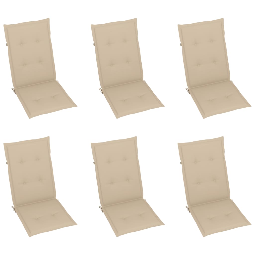 Garden Reclining Chairs 6 pcs with Cushions Solid Acacia Wood