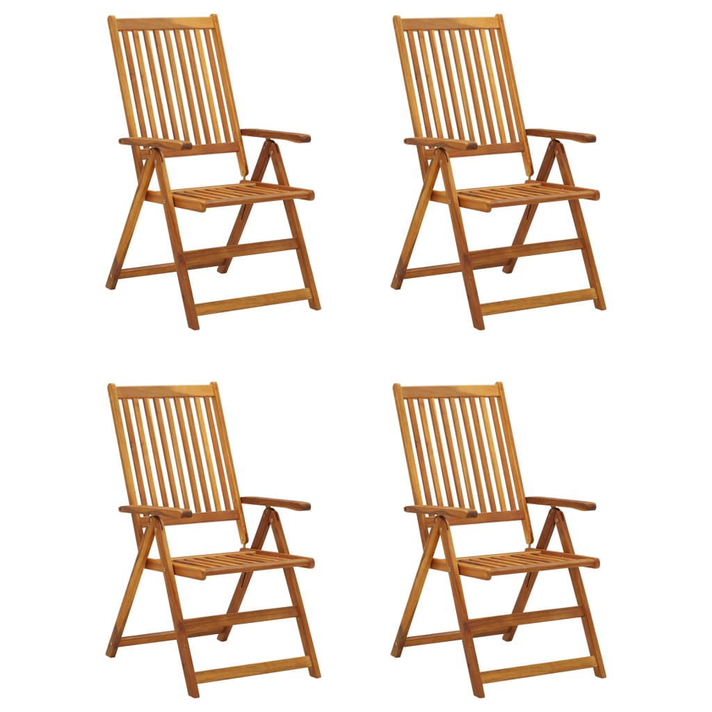 Garden Reclining Chairs 4 pcs with Cushions Solid Acacia Wood