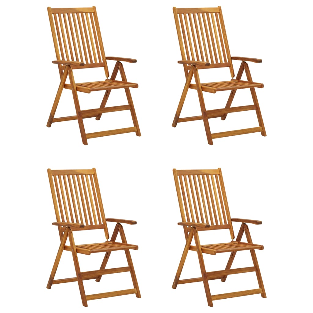 Garden Reclining Chairs 4 pcs with Cushions Solid Acacia Wood