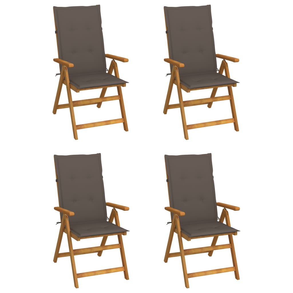 Garden Reclining Chairs 4 pcs with Cushions Solid Acacia Wood