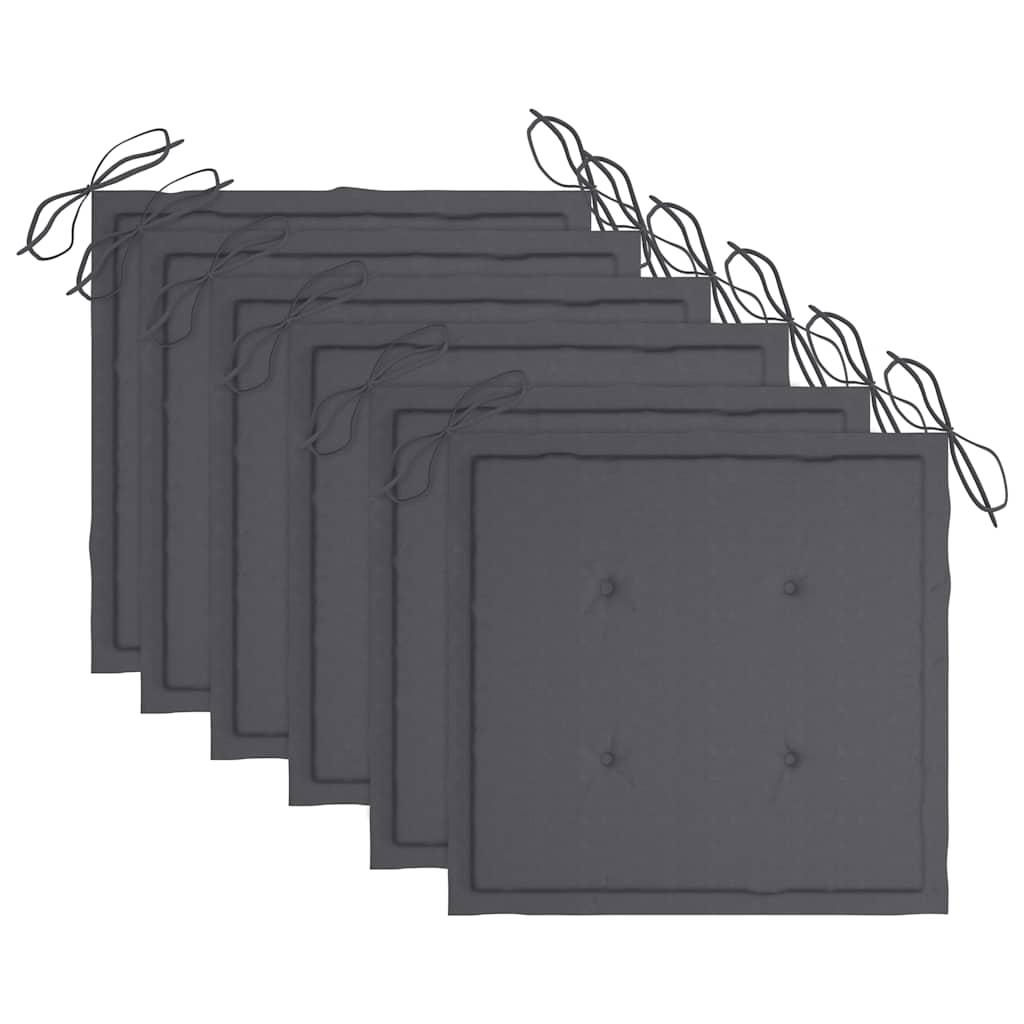 Folding Outdoor Chairs 6 pcs with Cushions Solid Acacia Wood