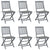 Folding Outdoor Chairs 6 pcs with Cushions Solid Acacia Wood