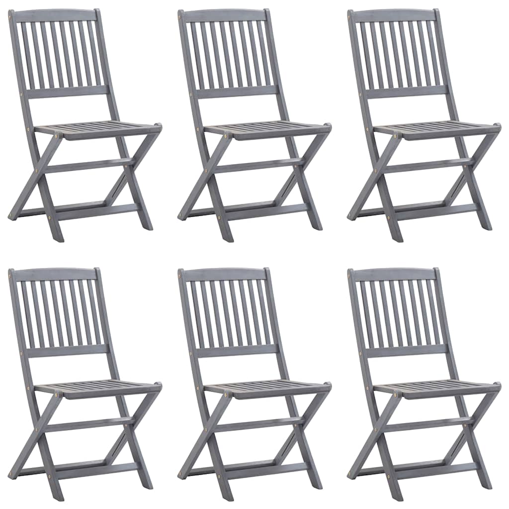 Folding Outdoor Chairs 6 pcs with Cushions Solid Acacia Wood