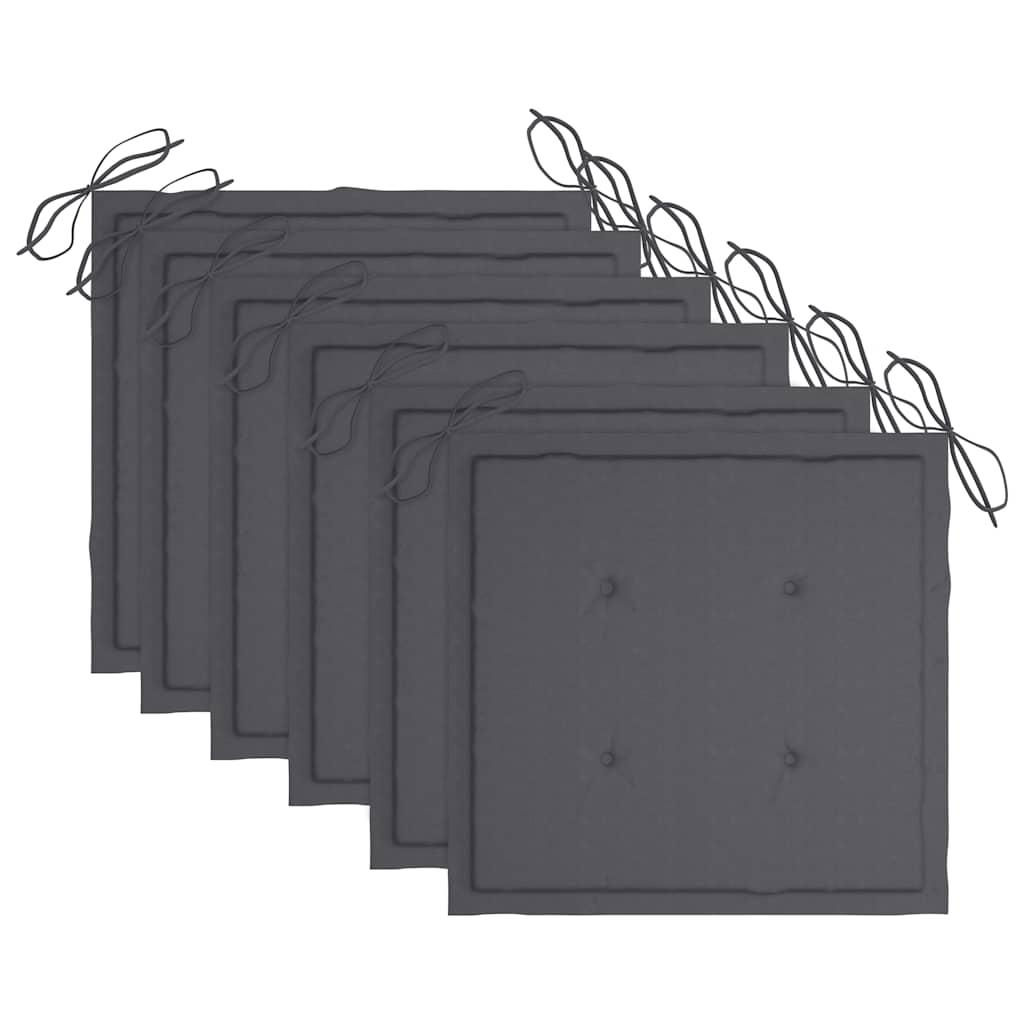 Folding Garden Chairs 6 pcs with Cushions Solid Wood Acacia