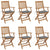 Folding Garden Chairs 6 pcs with Cushions Solid Wood Acacia