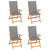 Garden Chairs 4 pcs with Grey Cushions Solid Teak Wood