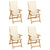 Garden Chairs 4 pcs with Cream Cushions Solid Teak Wood