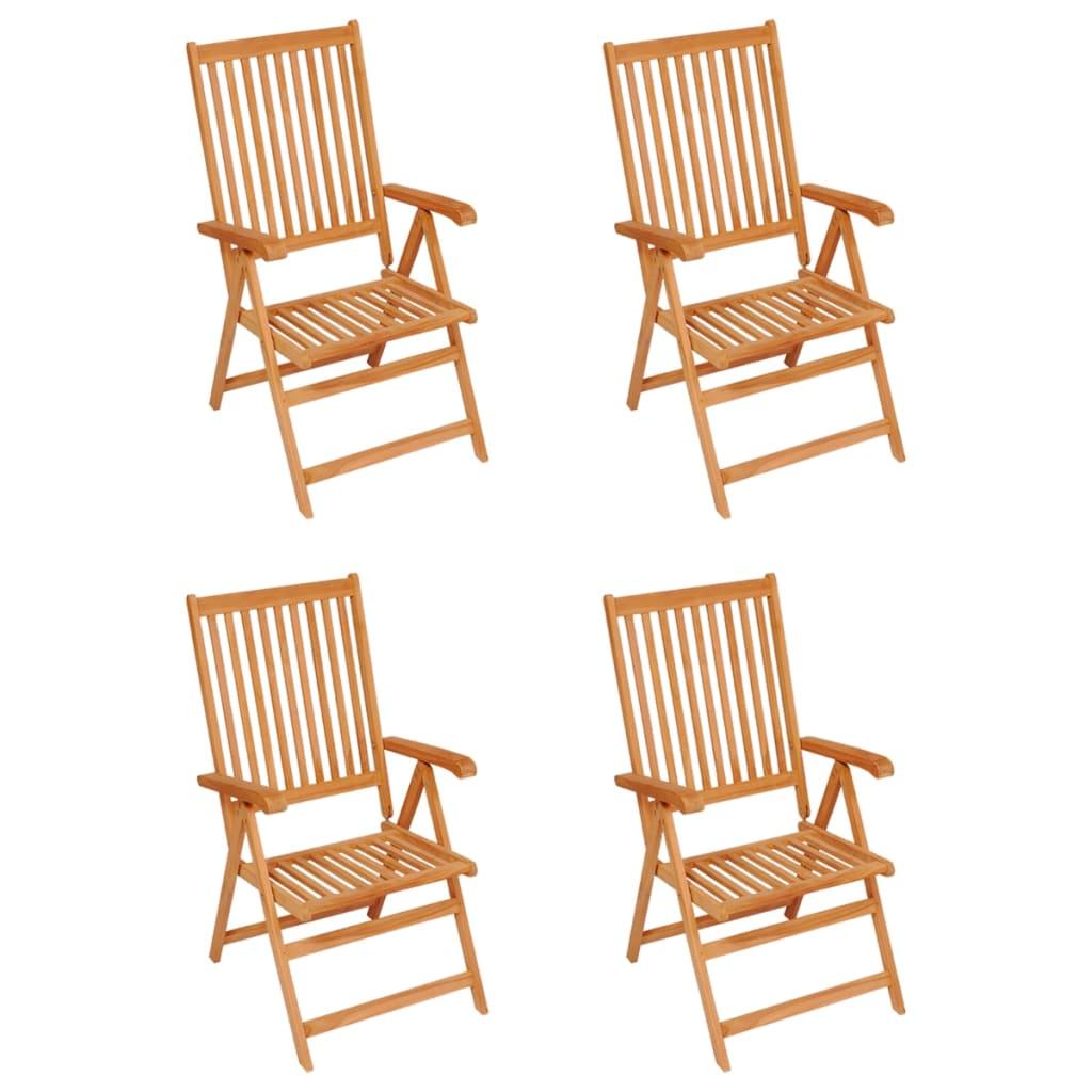 Garden Chairs 4 pcs with Cream Cushions Solid Teak Wood