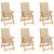 Garden Chairs 6 pcs with Beige Cushions Solid Teak Wood